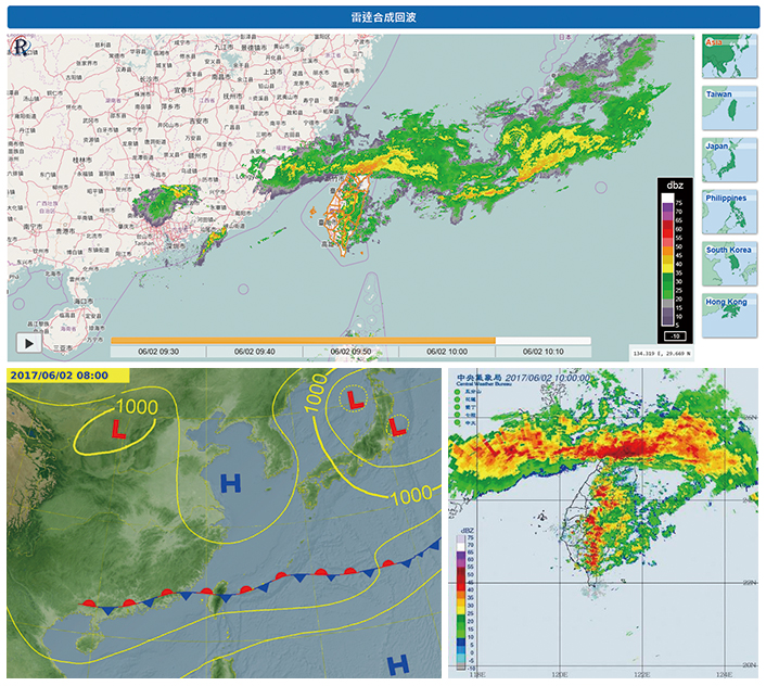 梅雨季節在臺灣上空徘徊的滯留鋒面，視雲層的分布狀況決定當地天氣是晴是雨。