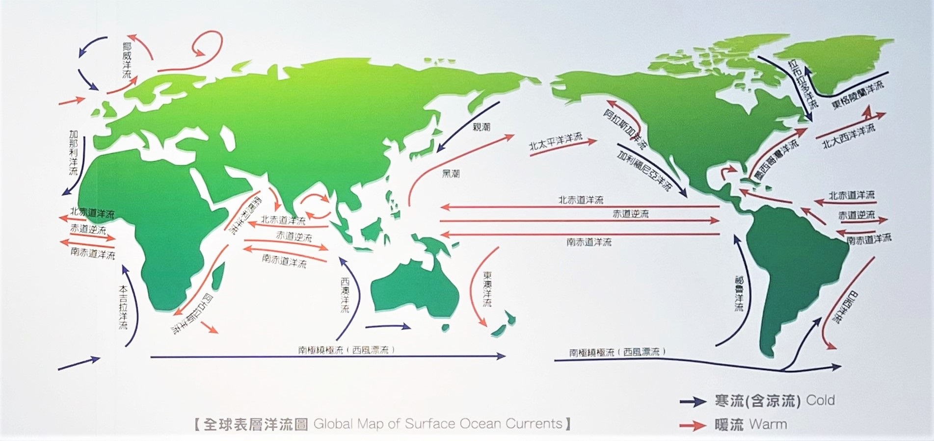 這是海象展示區的環境照片，牆上有地球上海陸分布及洋流的簡介。