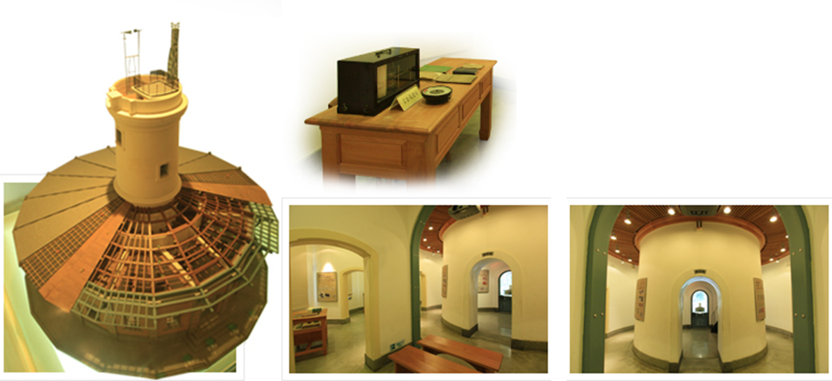 原台南測候所內部環境、物品及測候所模型的照片
